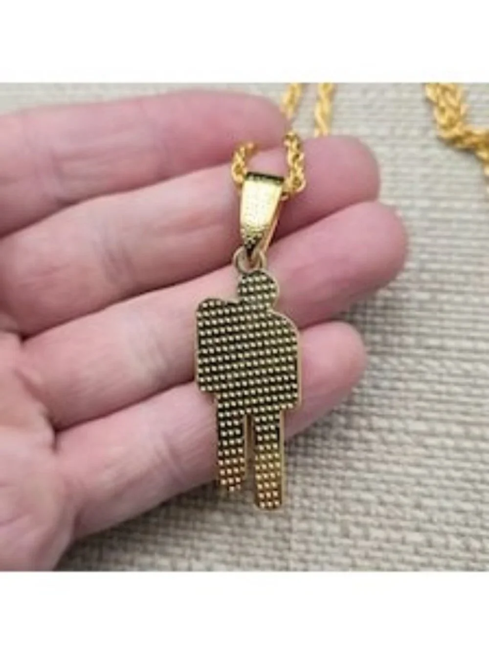 24 Inch Gold Plated Iced Out Gold Blohsh Pendant Necklace A8286